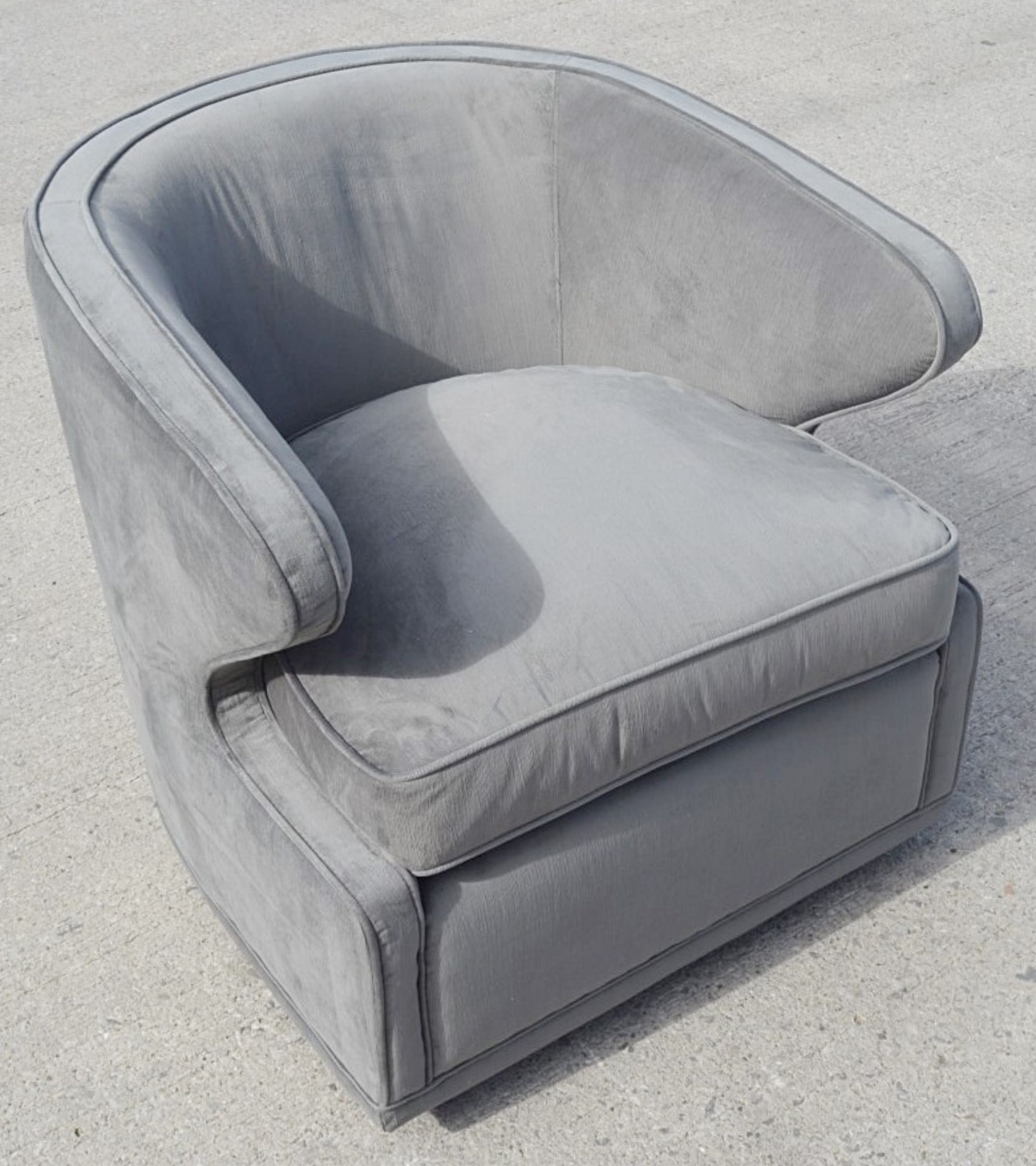 1 x EICHHOLTZ 'Dorset' Velvet Upholstered Chair In Granite Grey With Swivel Base - Ref: 5836384(B)/ - Image 3 of 13