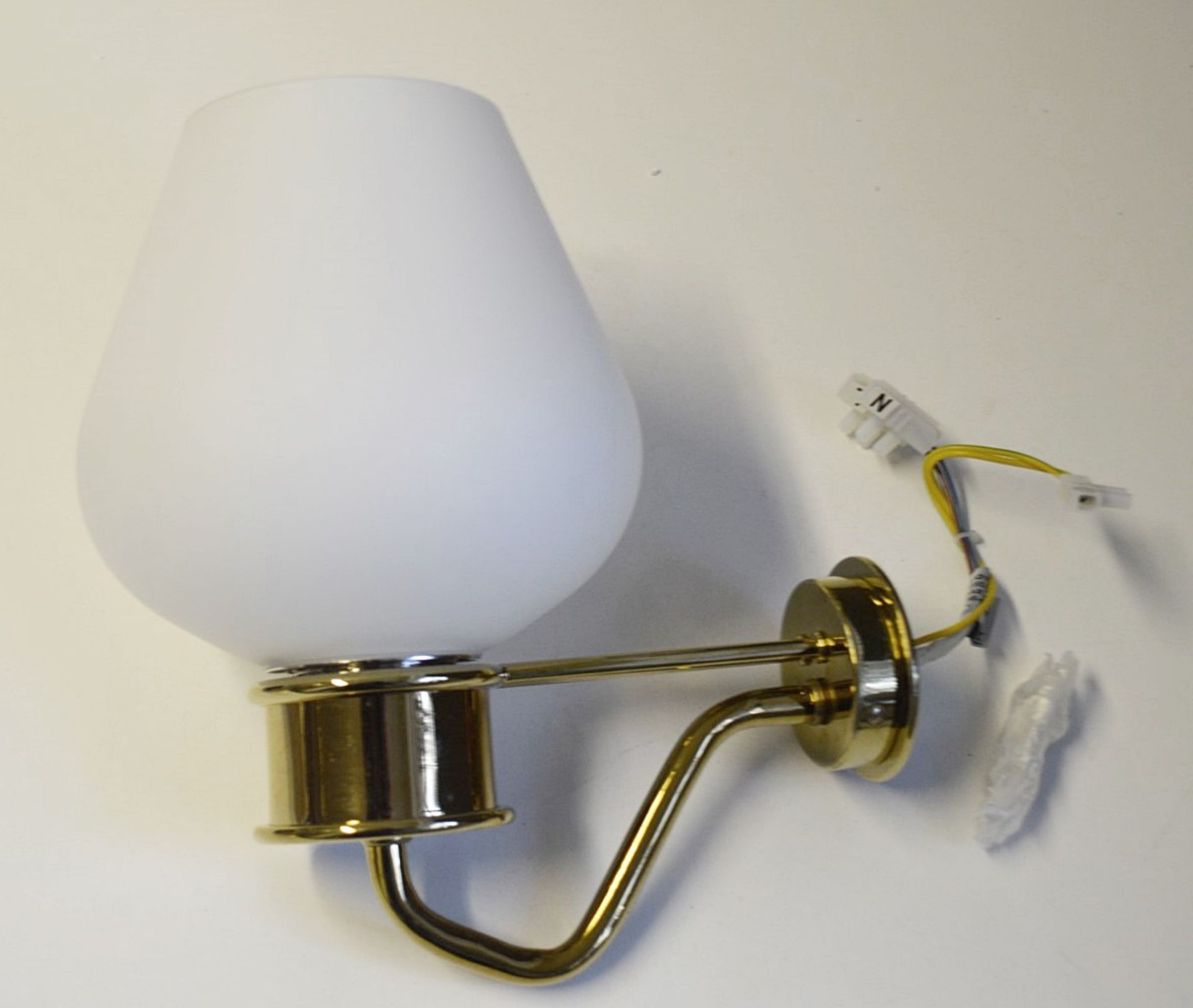 1 x CHELSOM Light Fitting In A Bright Brass Finish With Opal Shade - Unused Boxed Stock - - Image 5 of 6