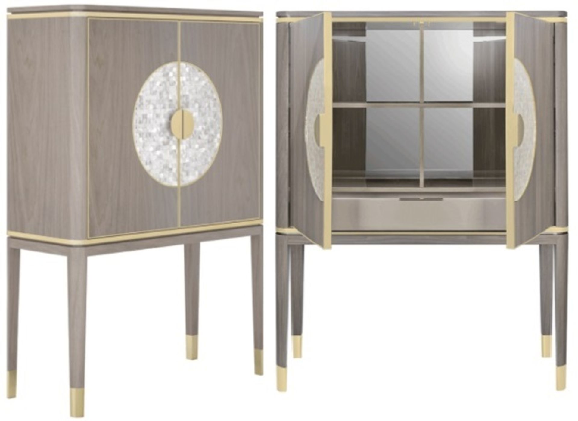 1 x FRATO 'Seville' Luxury Designer 2-Door Tall Cabinet With A High Gloss Finish - RRP £7,968