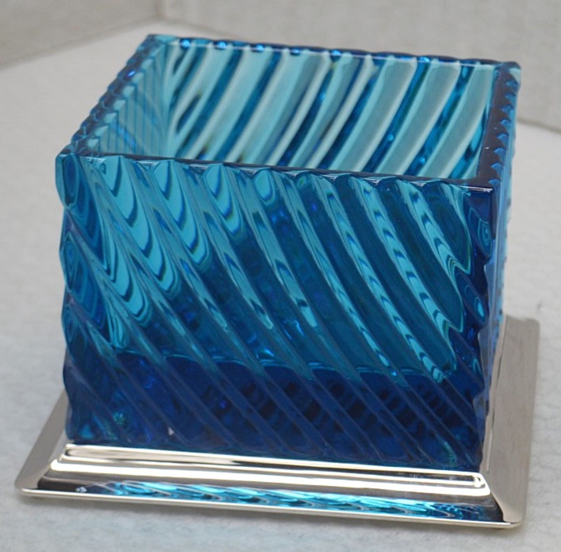 1 x BALDI 'Home Jewels' Italian Hand-crafted Artisan Crystal Box In Blue & Yellow, With A - Image 3 of 5