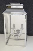 1 x CHELSOM Wall Mounted Lantern Light Fitting In A Chrome Finish - Unused Boxed Stock - Dimensions: