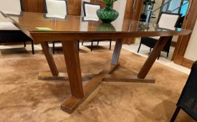 1 x Glass -Topped 2-Metre Long Dining Table In Walnut - Dimensions: 200 x 111 x H77cm - NO VAT
