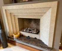1 x Stone Fireplace Surround With Marble Hearth - Ref: SGV125-A/GF-Ent - CL672 - NO VAT ON HAMMER
