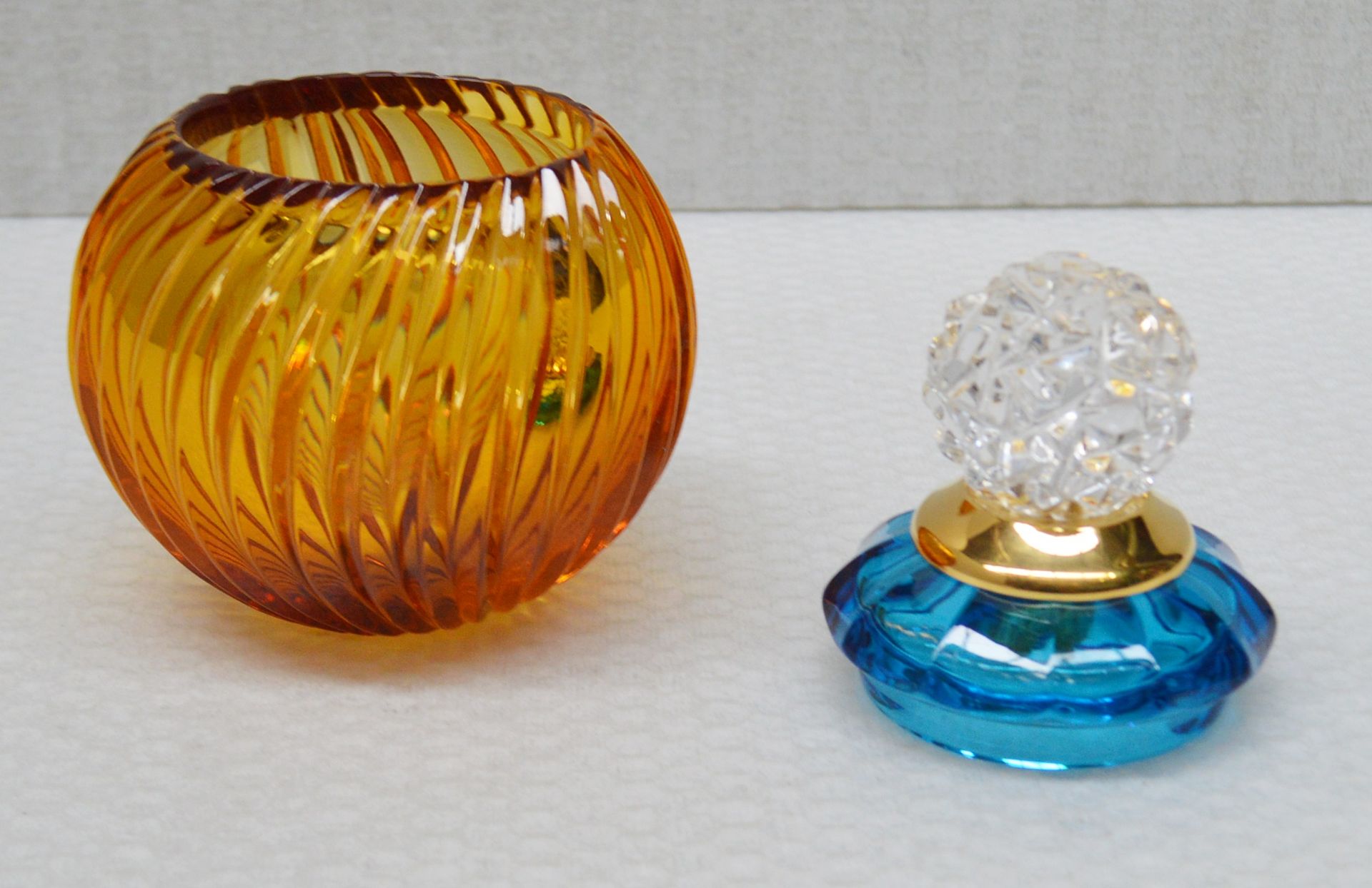 1 x BALDI 'Home Jewels' Italian Hand-crafted Artisan Small Coccinella Jar In Blue And Orange Crystal - Image 3 of 3