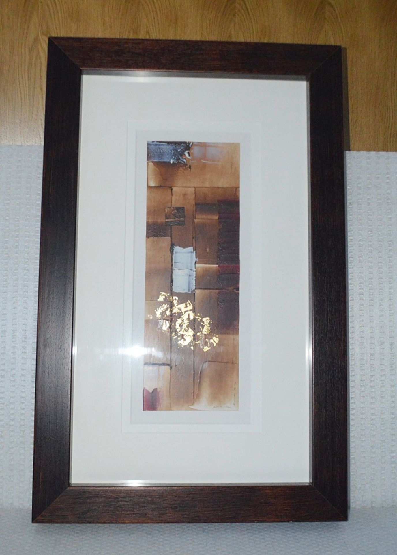 1 x Framed Original Mixed Media Oblong-Shaped Artwork By Orla May In Brown & Gold - Image 2 of 6