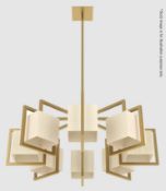 1 x FRATO 'DOMAIN' Designer 8-Light Ceiling Chandelier With Cubed Shades In Pulled-Silk - RRP £5,457