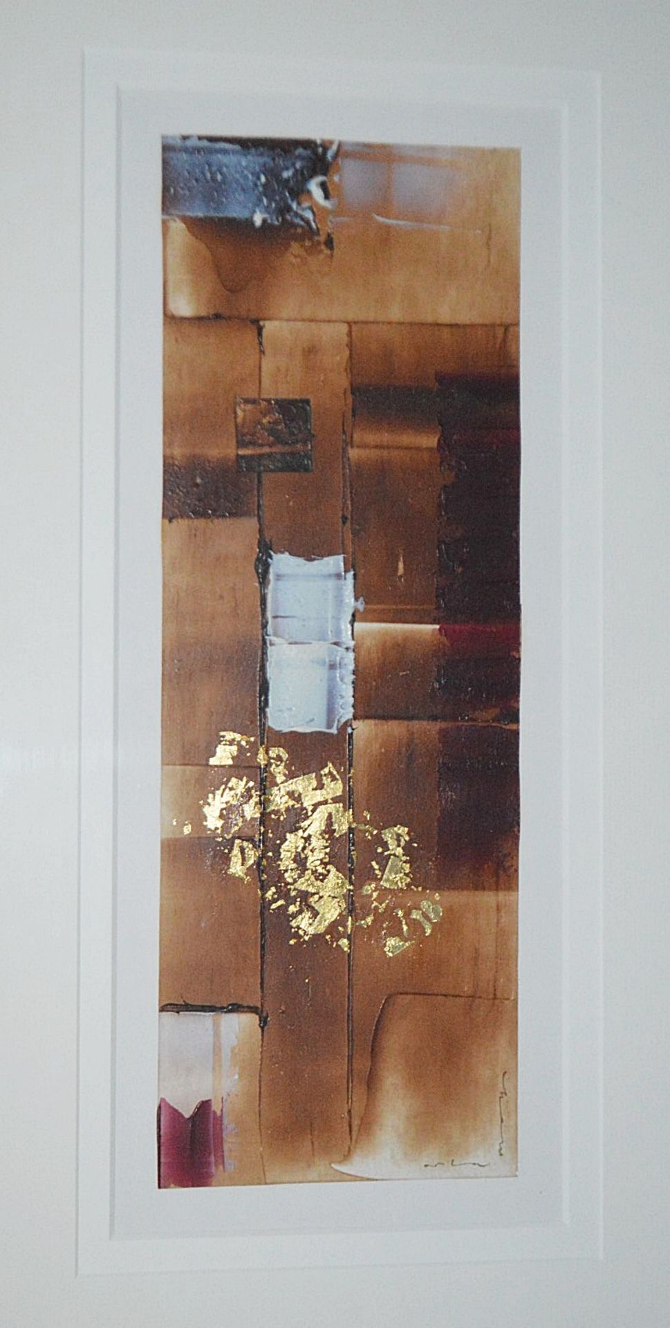 1 x Framed Original Mixed Media Oblong-Shaped Artwork By Orla May In Brown & Gold - Image 5 of 6