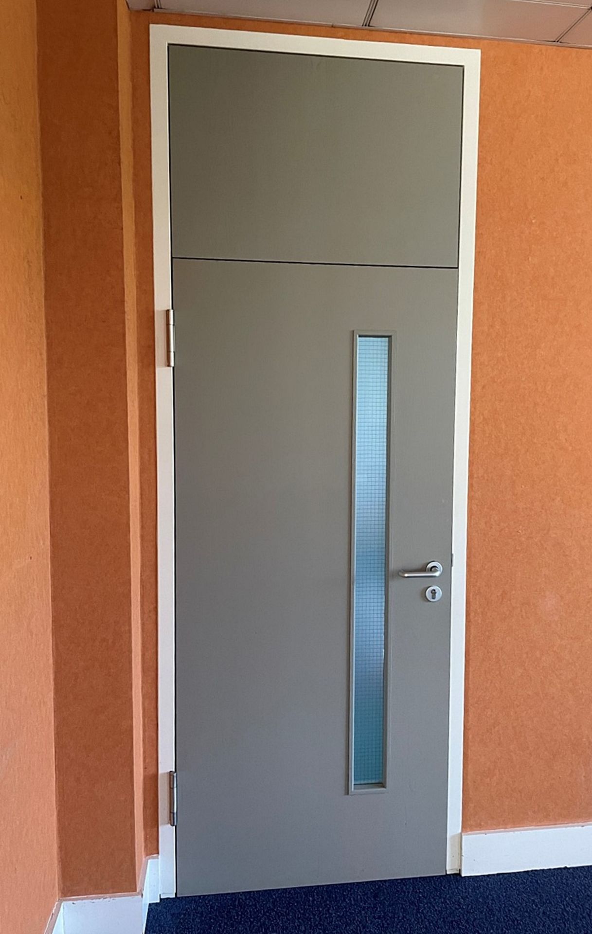 1 x Office Door With Frame And Top Panel - Dimensions: H265 x W99cm - Ref: ED168 - To Be Removed
