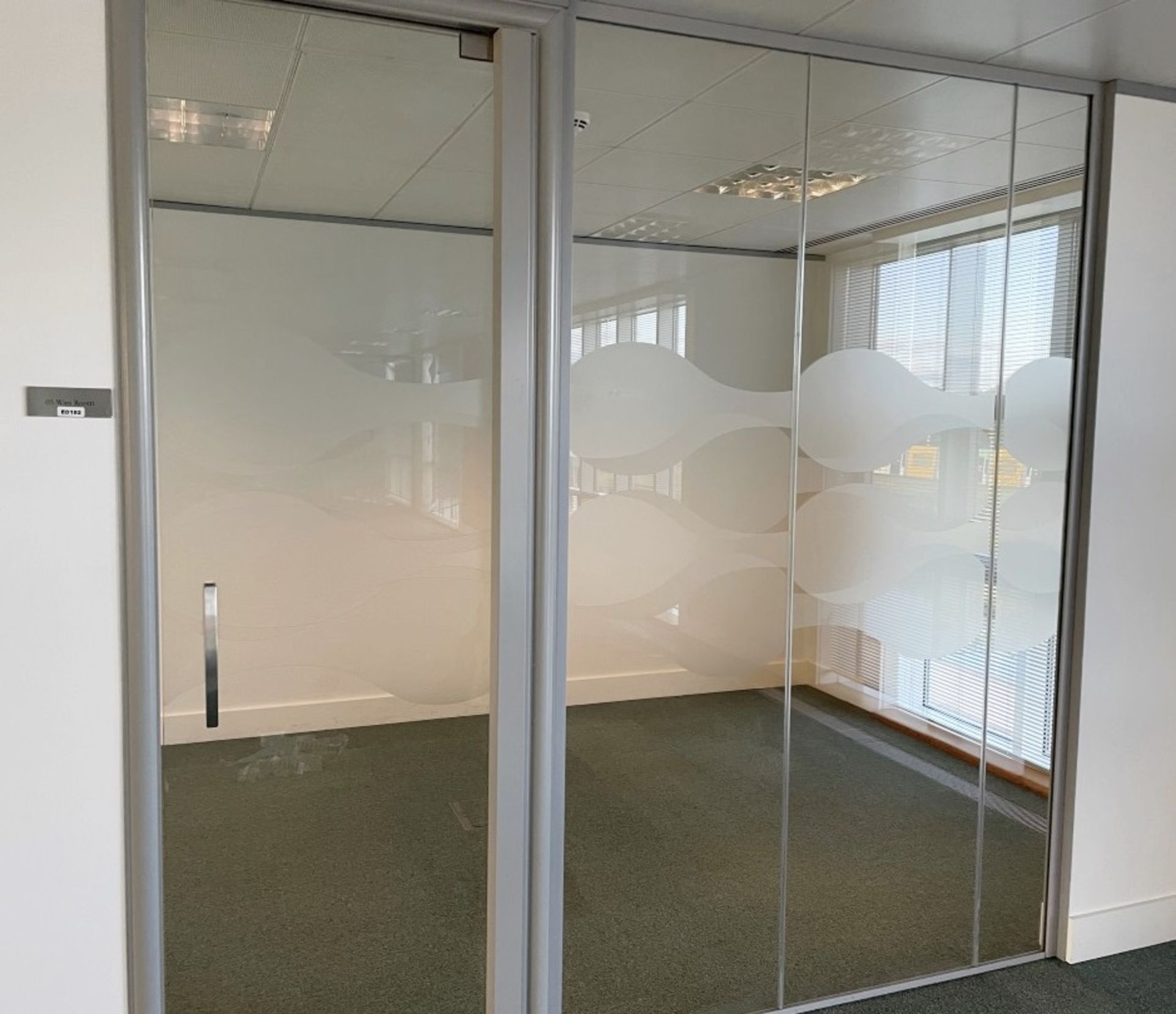 3 x Glass Room Partion Panels - Covers An Area Of 273cm Across - Ref: ED192/Watt - To Be Removed - Image 2 of 4