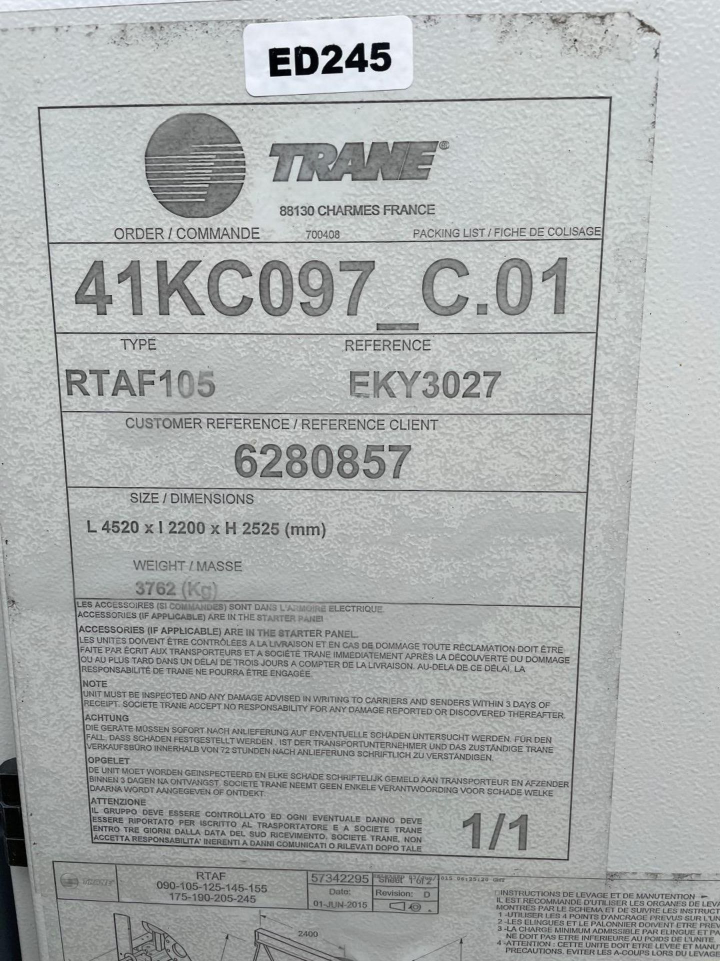 1 x TRANE/SINTESIS RTAF 105 Air-Cooled Screw Chiller - To Be Removed From An Executive Office - Image 18 of 105