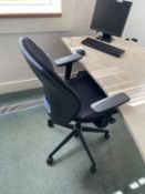 3 x Assorted Items: 1 x 'Orange Box' Branded Office Chair, With 1 x Lenovo Monitor and a 1 x Keyboar