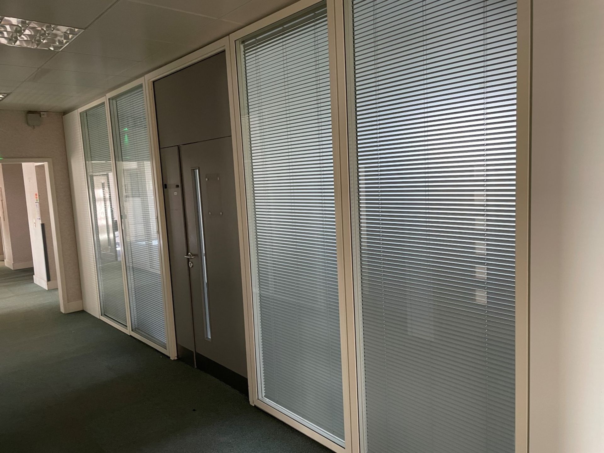 6 x Partition Panels - Includes 4 x Glazed With Privacy Blinds And 2 x Slim Solid White Panels -