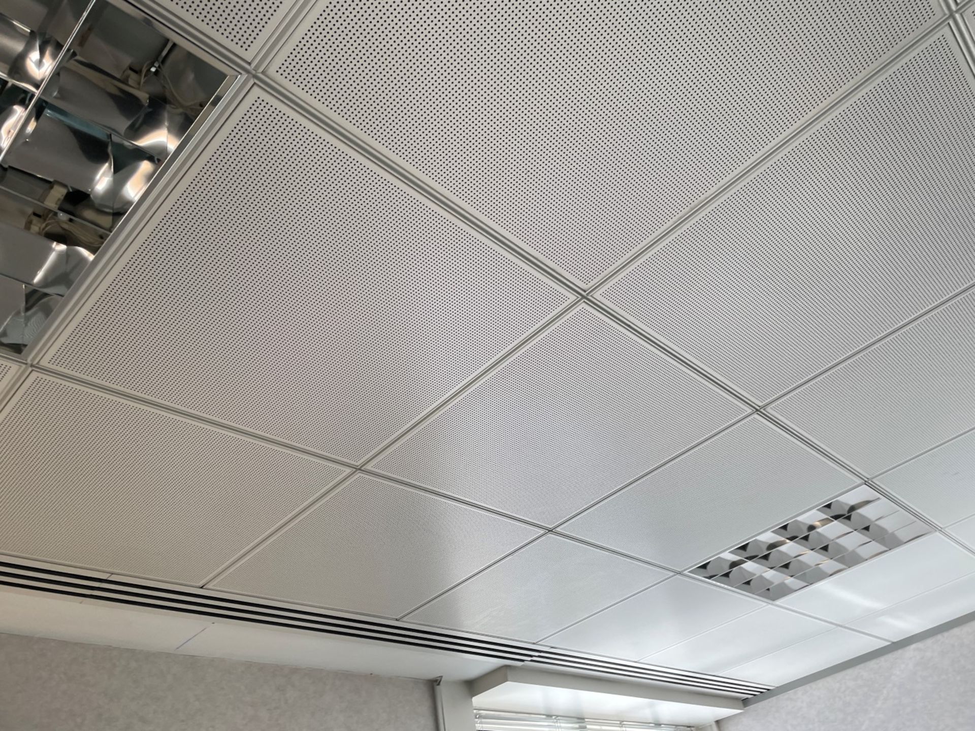 Approximately&nbsp;50 x Metal Ceiling Tiles - Some With Lights - Each Tile Measures Around 59x59cm&n