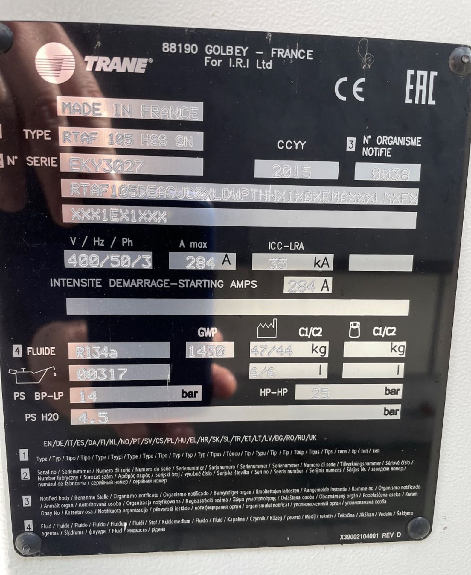 1 x TRANE/SINTESIS RTAF 105 Air-Cooled Screw Chiller - To Be Removed From An Executive Office - Image 10 of 105