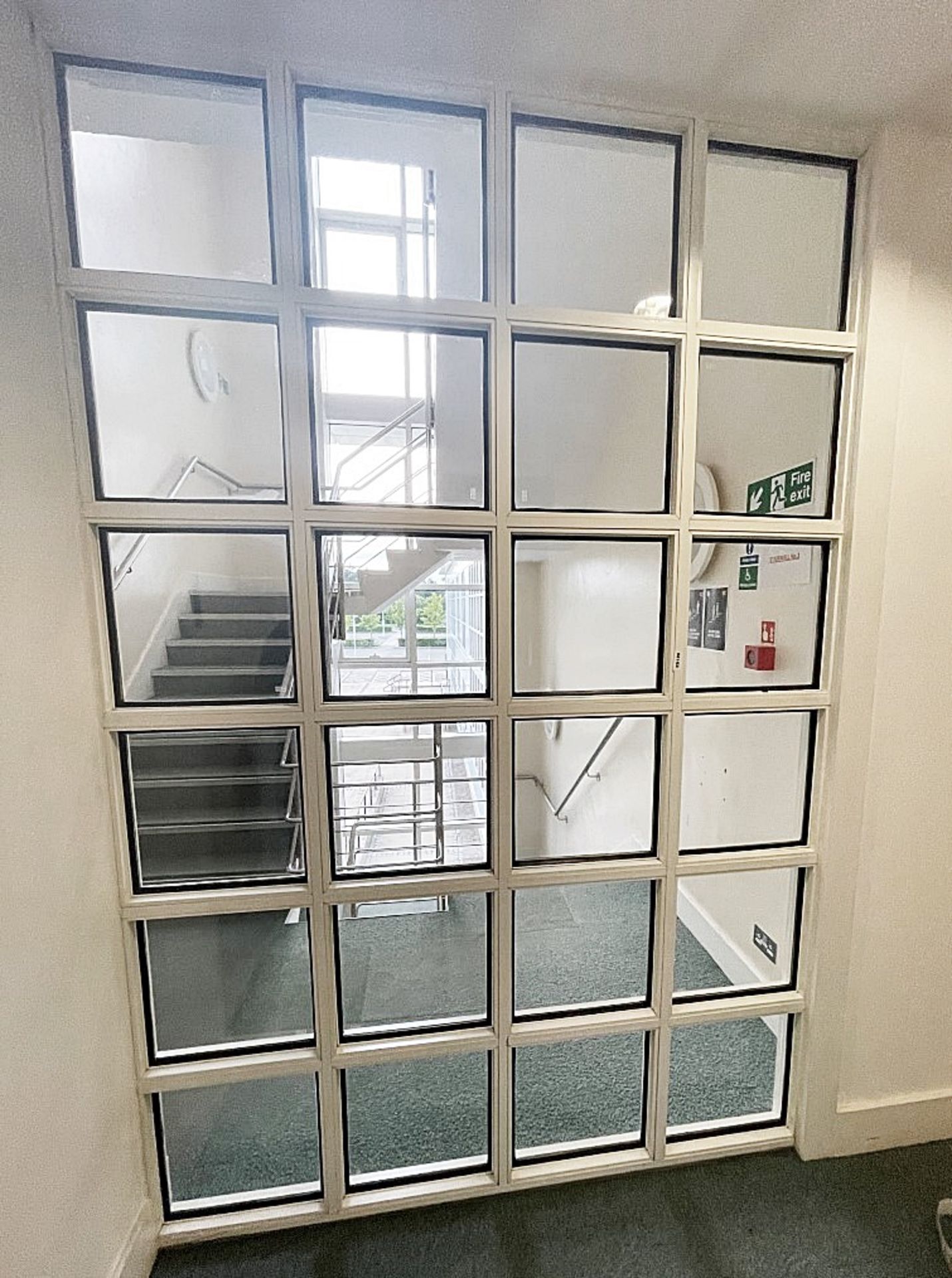 1 x 36-Panel Glass Office Partition Divider - Dimensions: W175 x H268cm - Ref: ED199 - To Be Removed