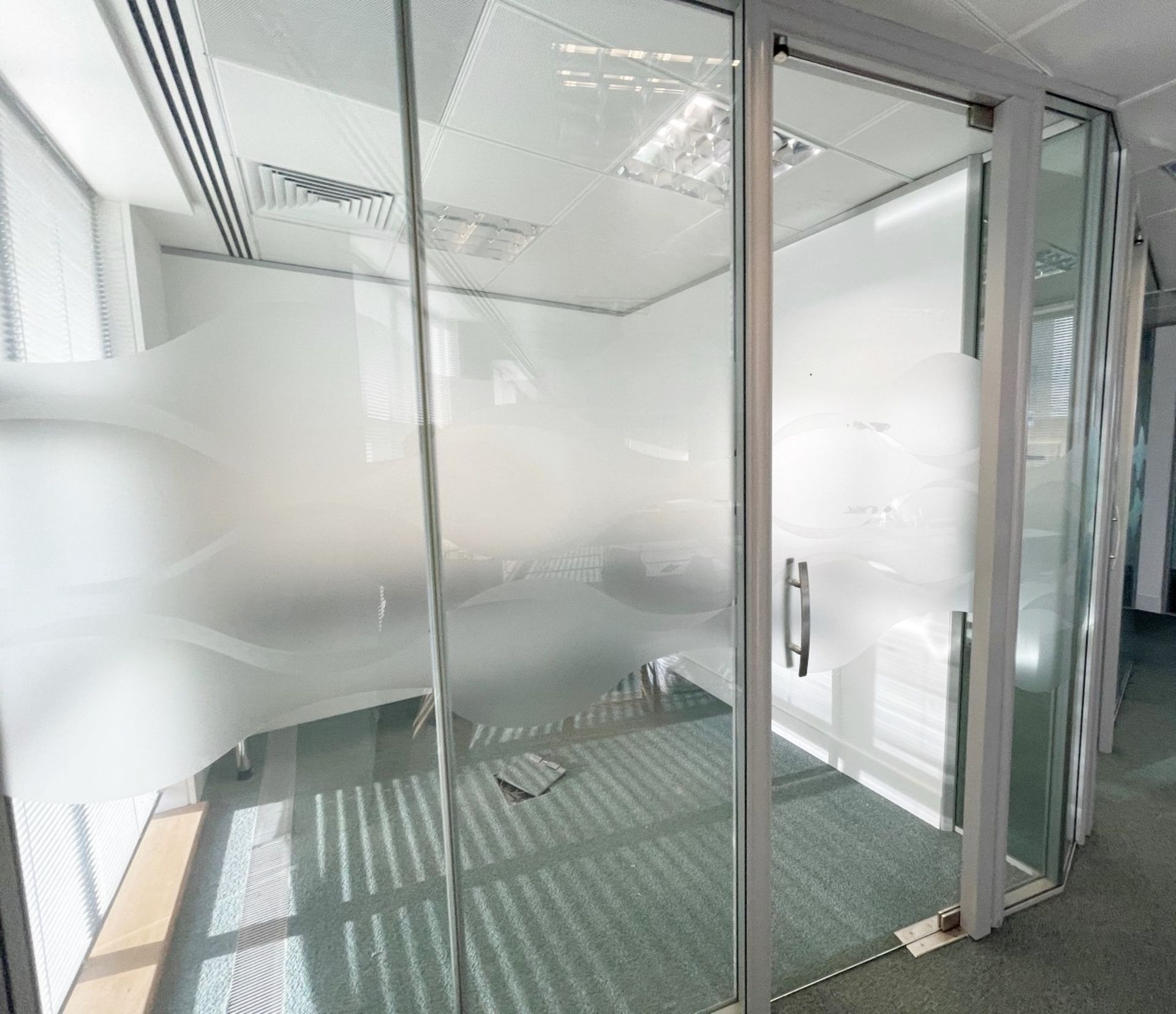 9 x Assorted Glass Office Dividers Panels With 2 x Glass Doors - Currently Covering 2 Offices - Image 7 of 11