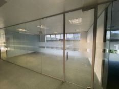 6 x Glass Partition Panels And 1 x Glass Door - Currently Covers An Area Of 415cm - Ref: ED217/