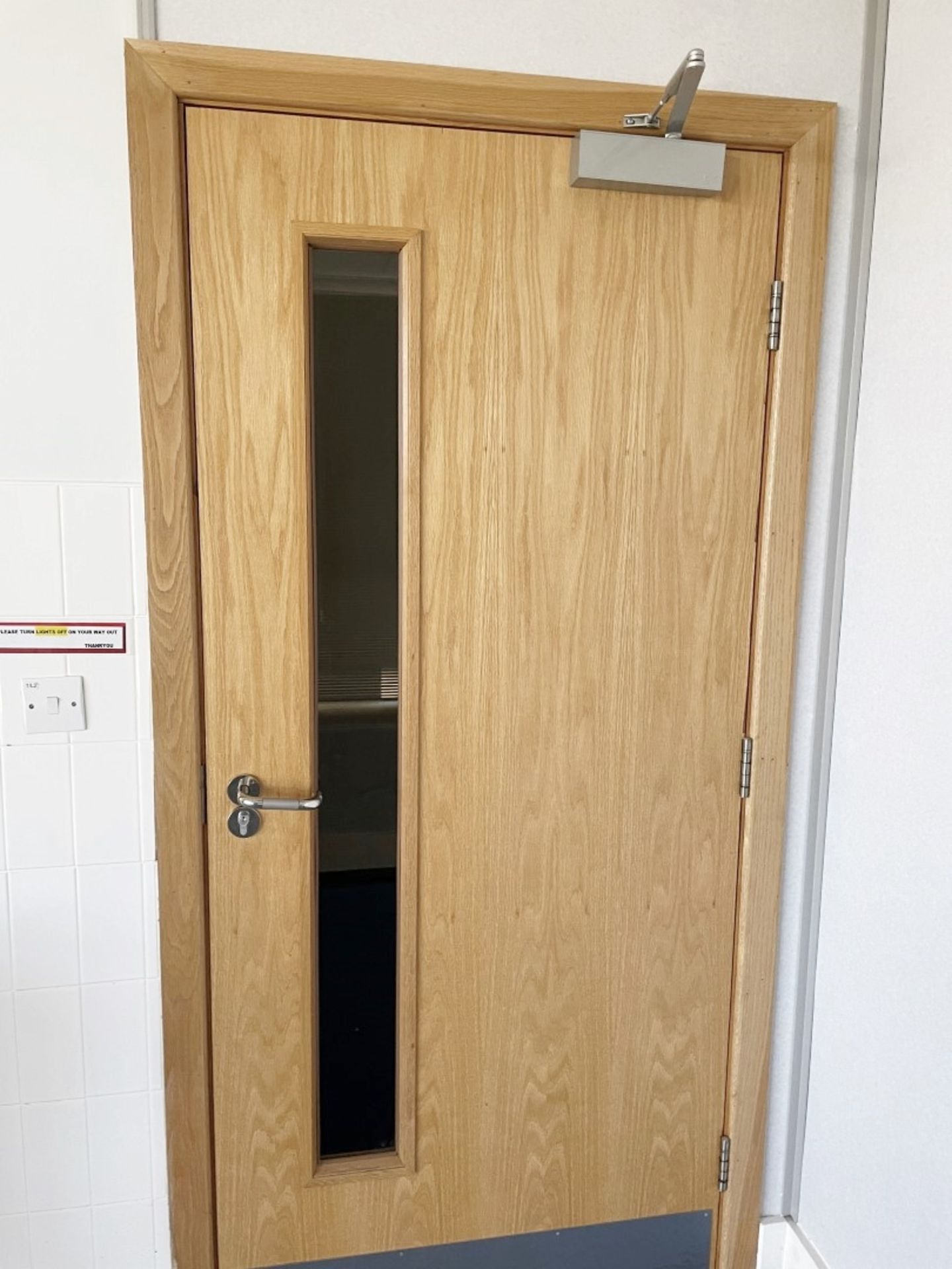 2 x Office Doors With Closers And Kick Plates - Dimensions (inc Frame): W106 x H212cm - Ref: ED176 - - Image 2 of 5