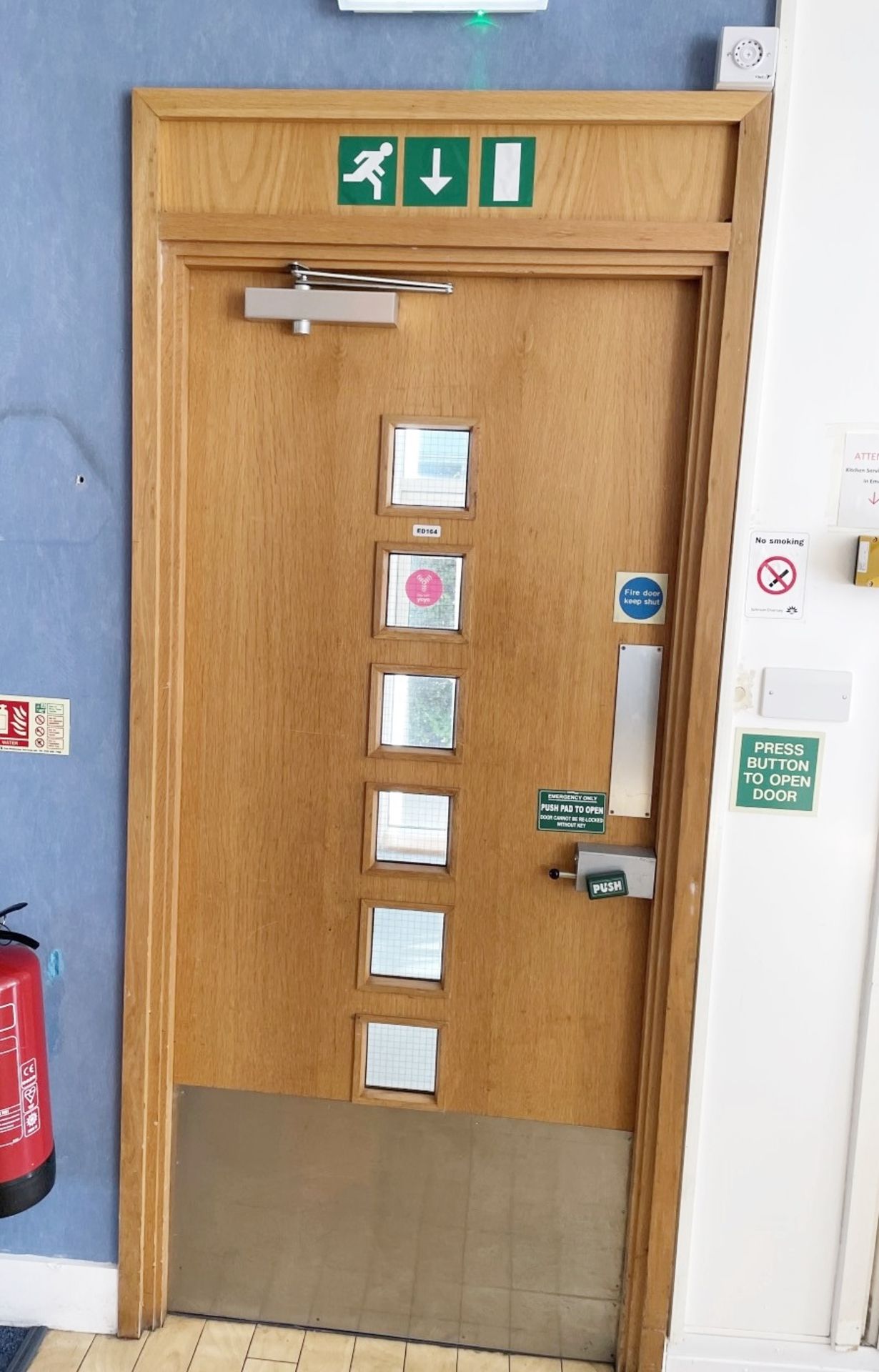 1 x Fire Door With Frame, Closer And Push To Open Button Emergency Pad - Dimensions: W104 x H229cm - - Image 2 of 6