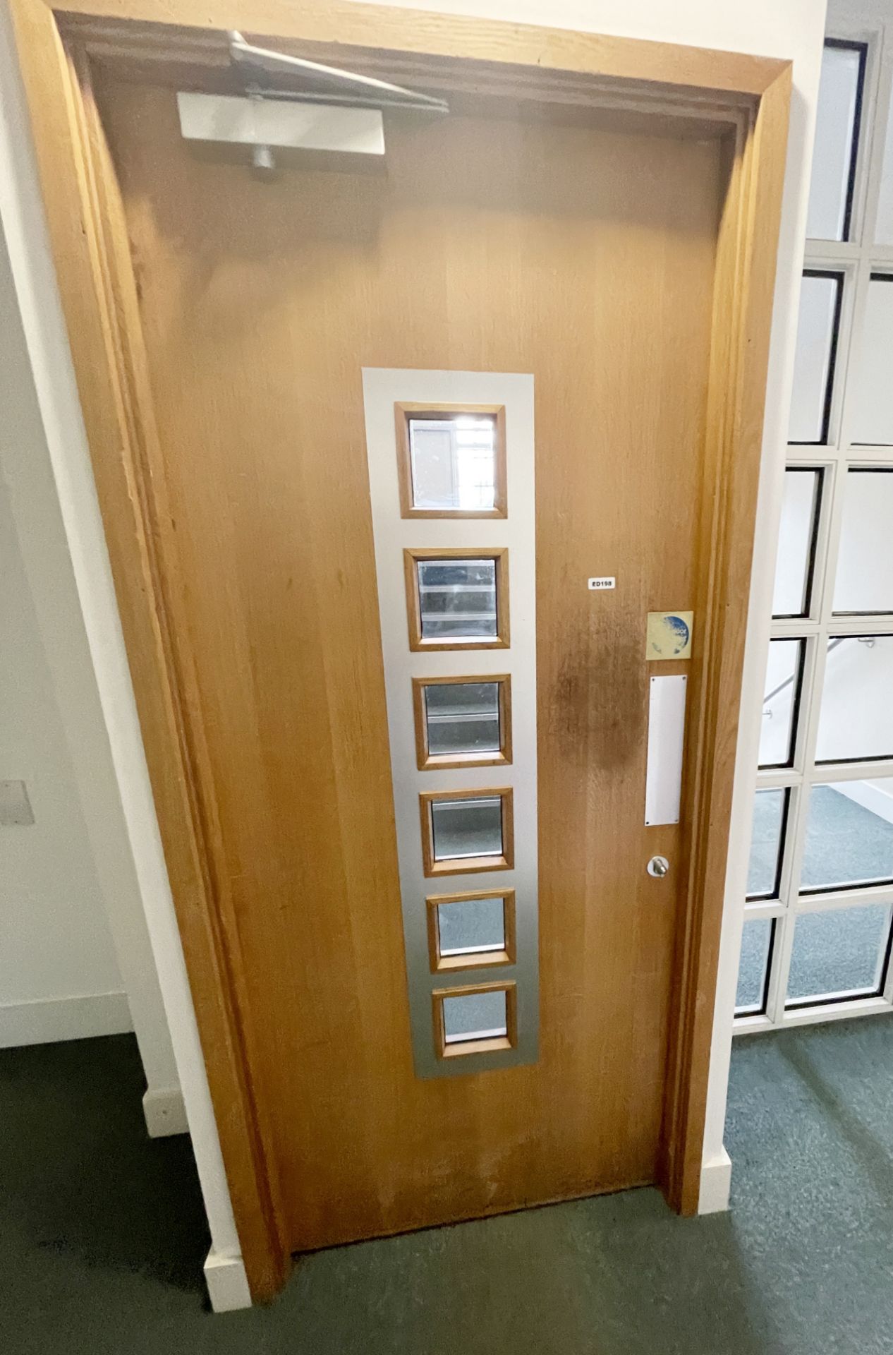 1 x Fire Door With Frame And Door Closer - Ref: ED198 - To Be Removed From An Executive Office