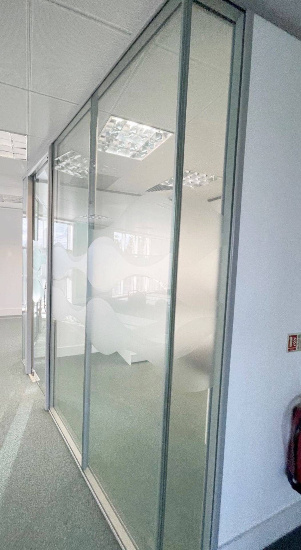 9 x Assorted Glass Office Dividers Panels With 2 x Glass Doors - Currently Covering 2 Offices - Image 3 of 11