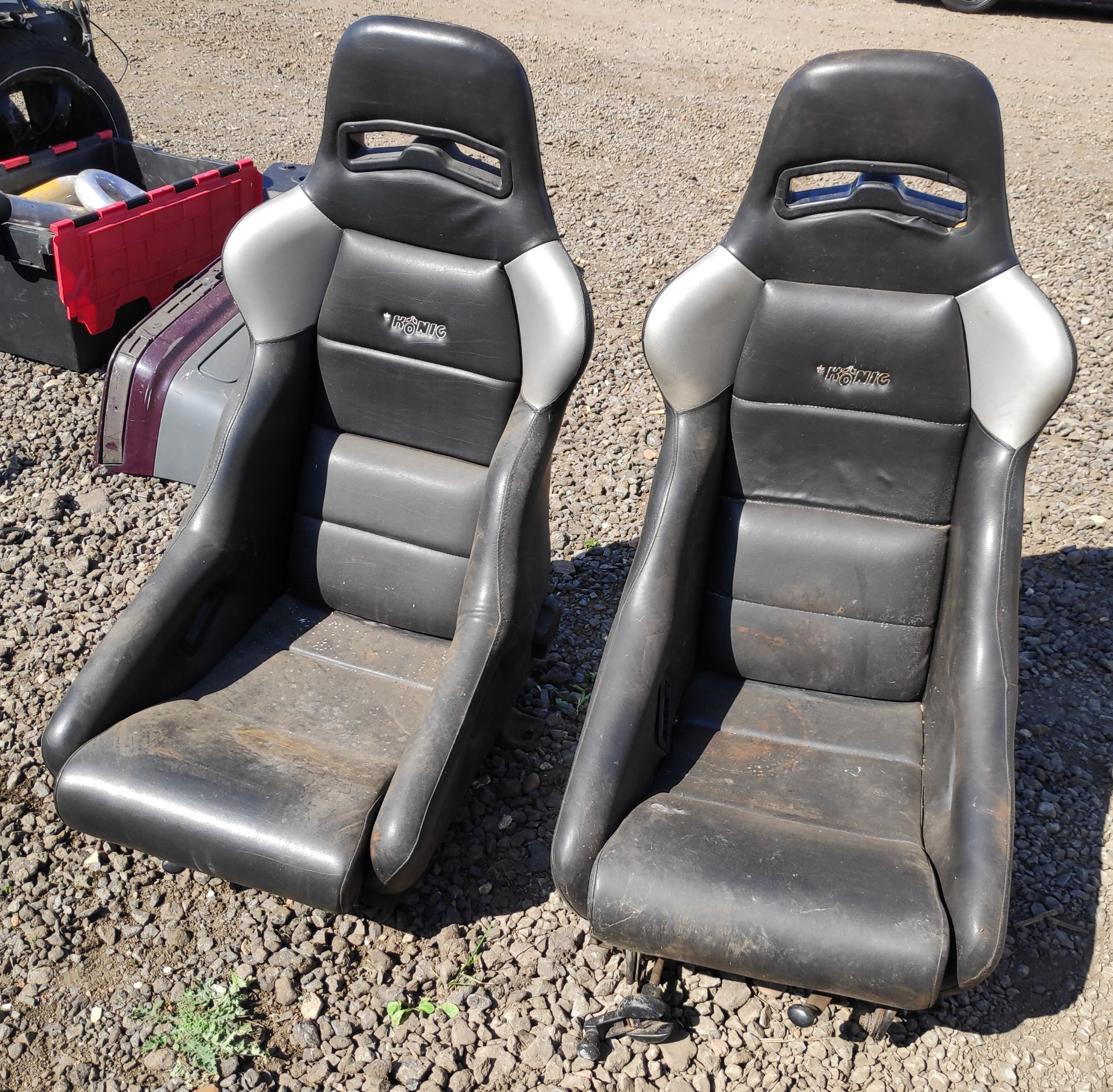 2 x Konig Seats With Ford Sierra Cosworth Rails - CL682 - Location: Bedford NN29