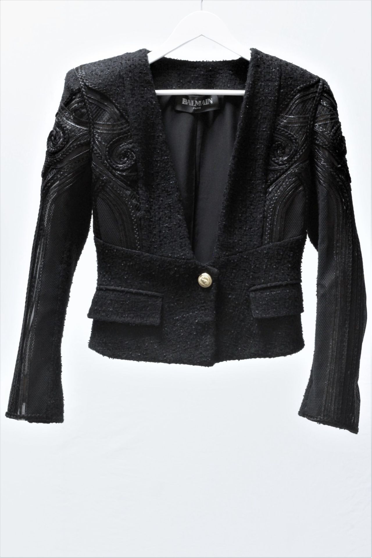 1 x Balmain Black Jacket - Size: 14 - Material: Body 48% Cotton, 27% Acrylic, 19% Nylon, 6% Viscose. - Image 2 of 18