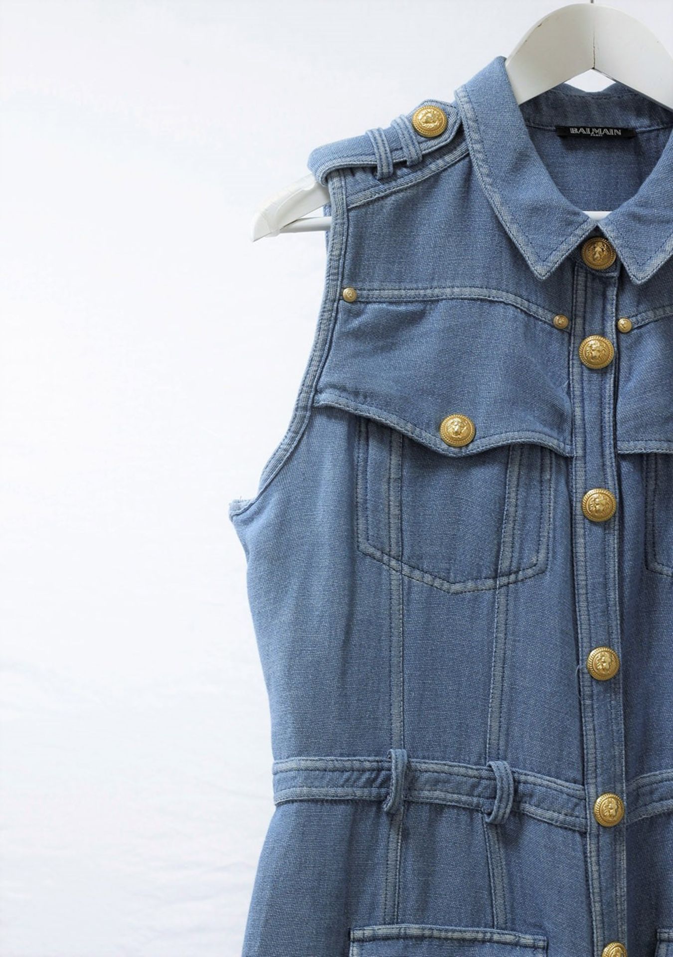 1 x Balmain Denim Dress - Size: 18 - Material: 69% Cotton, 31% Linen - From a High End Clothing - Image 5 of 10