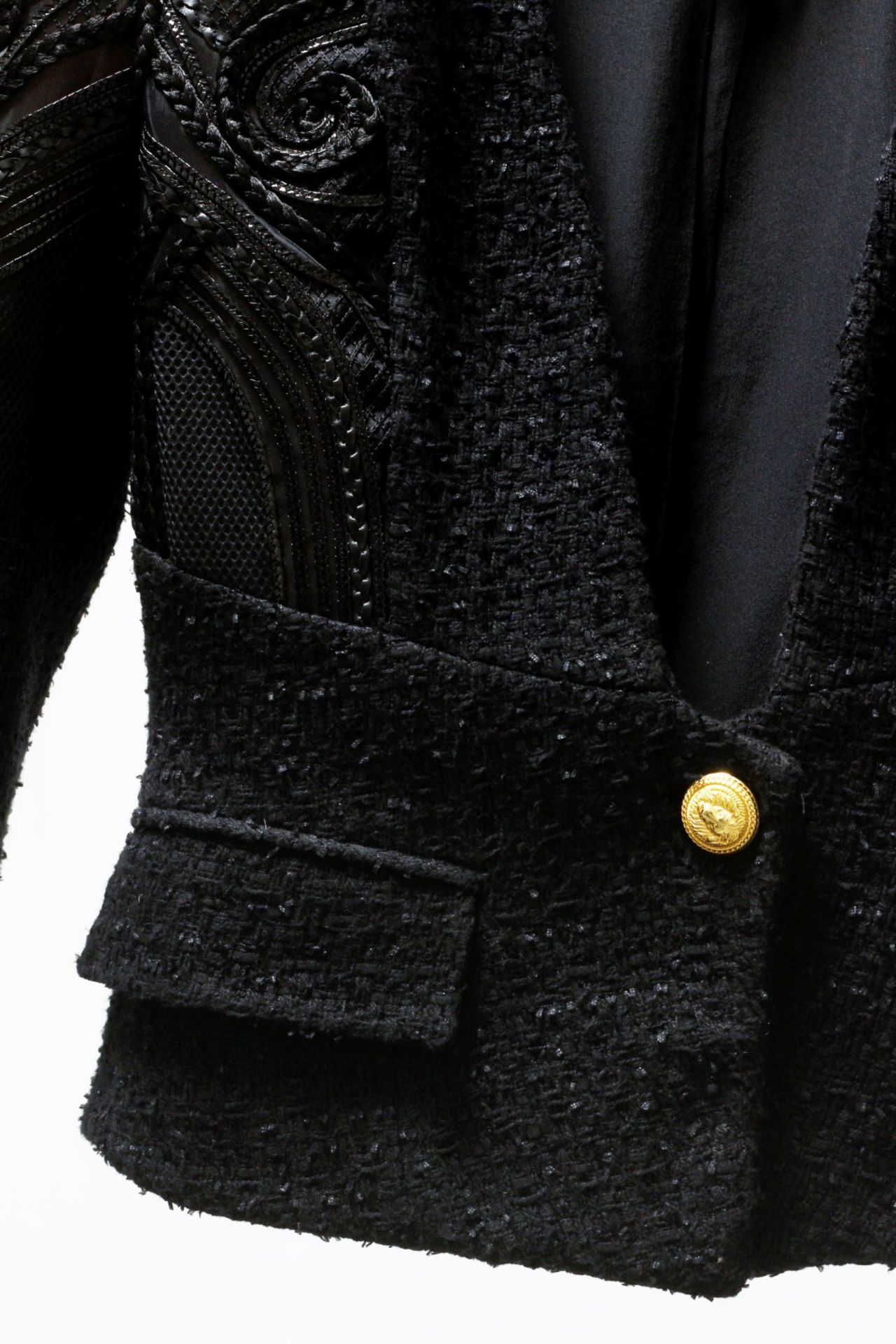 1 x Balmain Black Jacket - Size: 14 - Material: Body 48% Cotton, 27% Acrylic, 19% Nylon, 6% Viscose. - Image 11 of 18