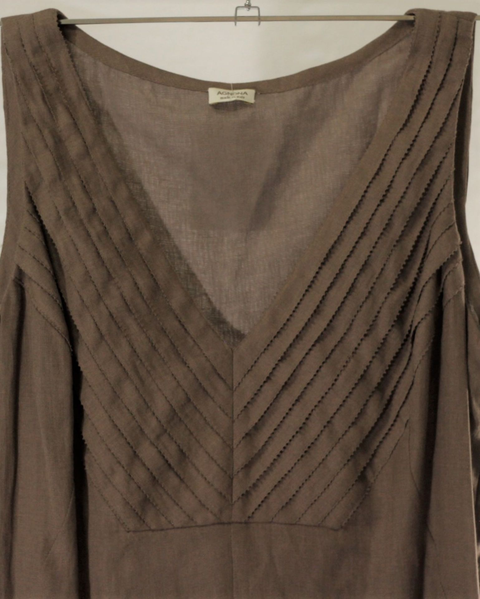 1 x Agnona Brown Dress - Size: 16 - Material: 100% Linen. Lining 100% Cotton - From a High End - Image 6 of 7