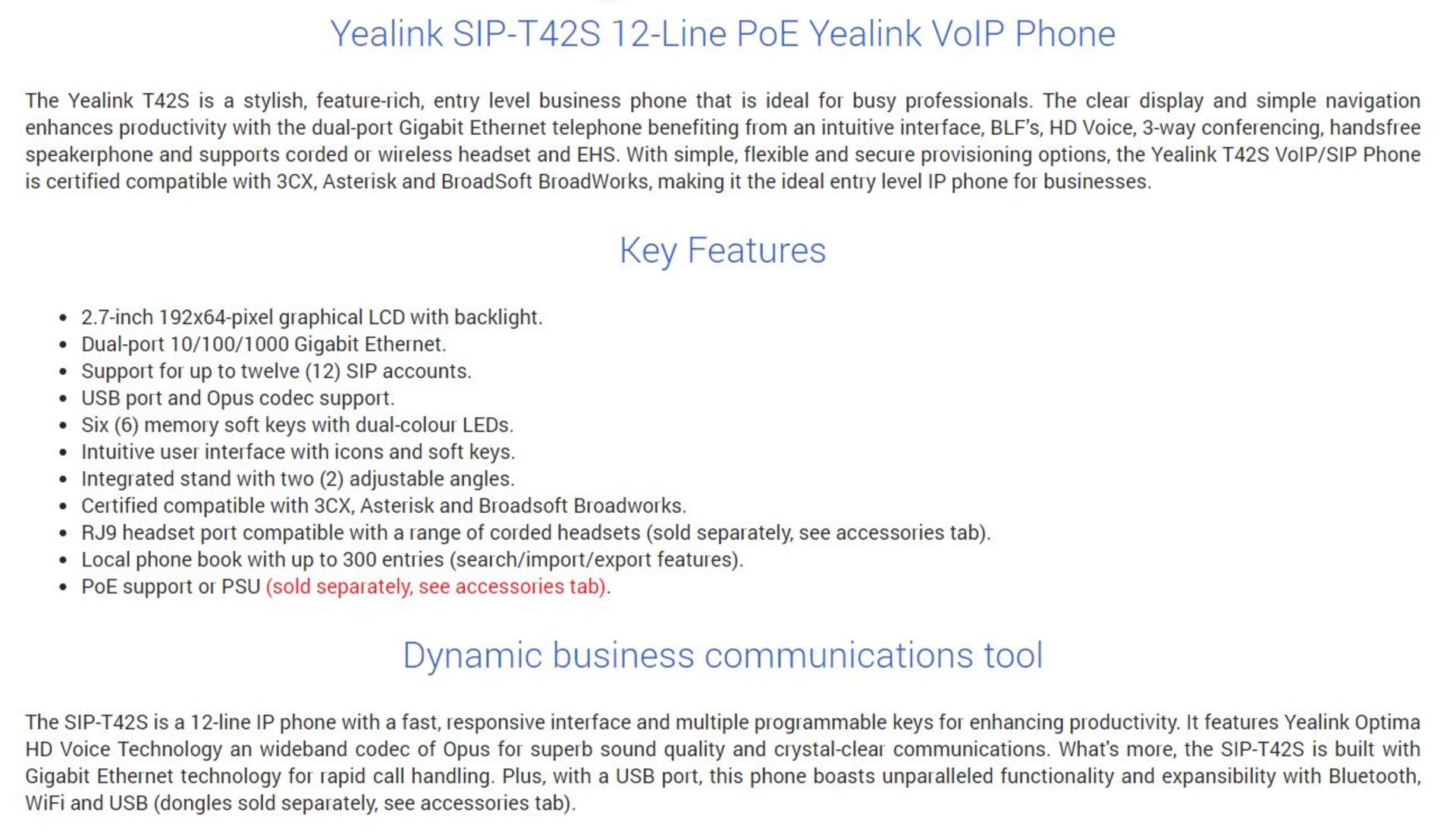 1 x Yealink T42S Office IP Desk Phones With 2.7 Inch Graphical Display - Ultra Elegant Gigabit IP - Image 4 of 10