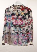 1 x Anne Belin Floral Pattern Shirt - Size: 26 - Material: 100% Silk - From a High End Clothing