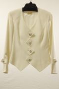 1 x Boutique Le Duc Cream Suit (Jacket And Trousers) - Size: 12 - Material: 82% Acetate, 18% Viscose