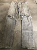 1 x Pair Of Men's Genuine Fear Of God Jeans - Grey With Rips - Size (EU/UK): 32/33/32/33 -