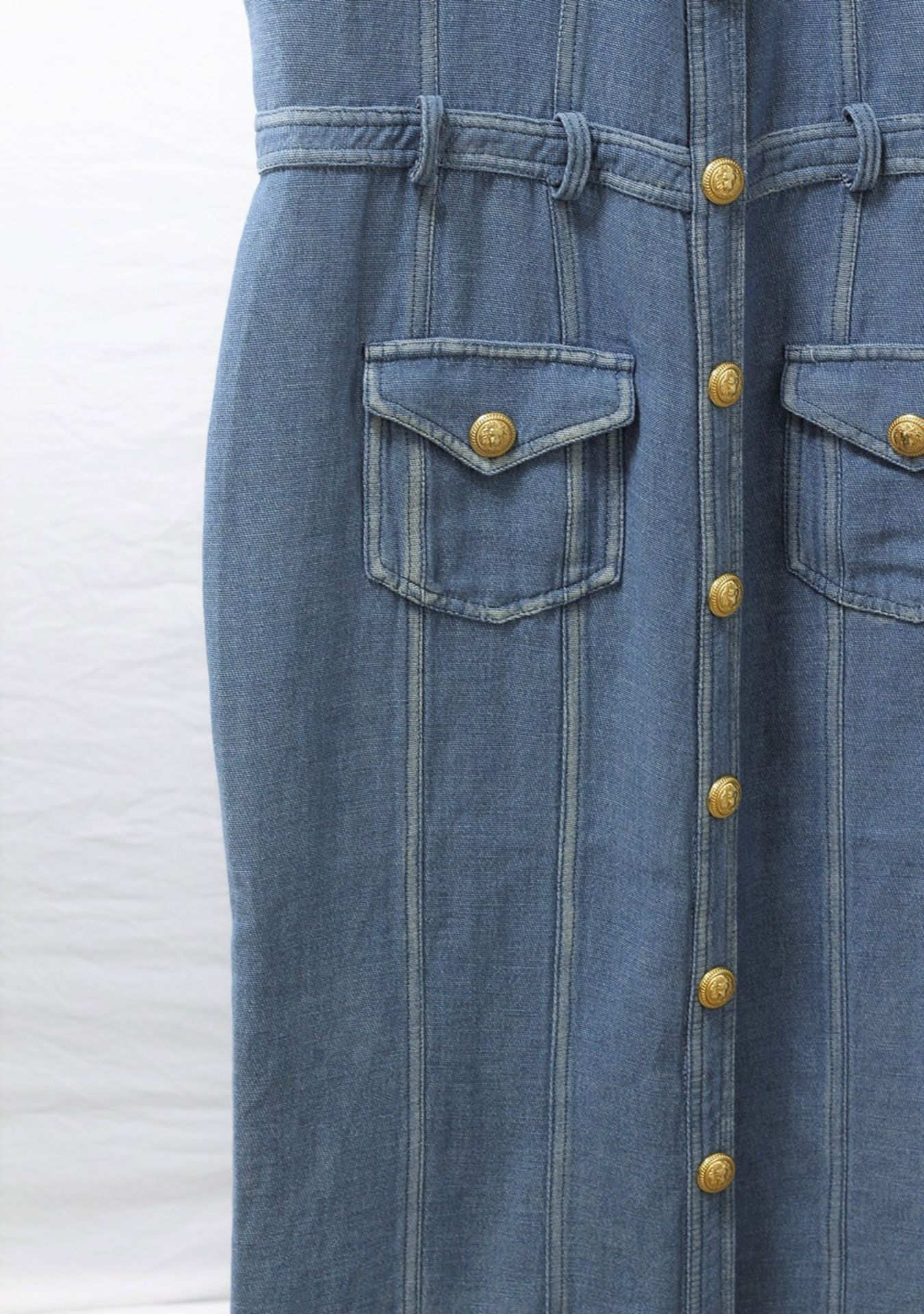 1 x Balmain Denim Dress - Size: 18 - Material: 69% Cotton, 31% Linen - From a High End Clothing - Image 6 of 10