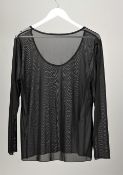 1 x Unknown Black Mesh Low Cut Blouse - Size: 20 - Material: 95% Polyamide , 5% Elasthane - From a