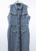 1 x Balmain Denim Dress - Size: 18 - Material: 69% Cotton, 31% Linen - From a High End Clothing