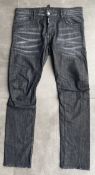 1 x Pair Of Men's Genuine Dsquared2 Distressed-Style Jeans In Washed Black - Waist Size: EU48 / UK30