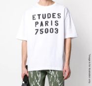 1 x Men's Genuine Études Designer T-Shirt In White "Etudes Paris 75003" - Size: Large - RRP £129.00