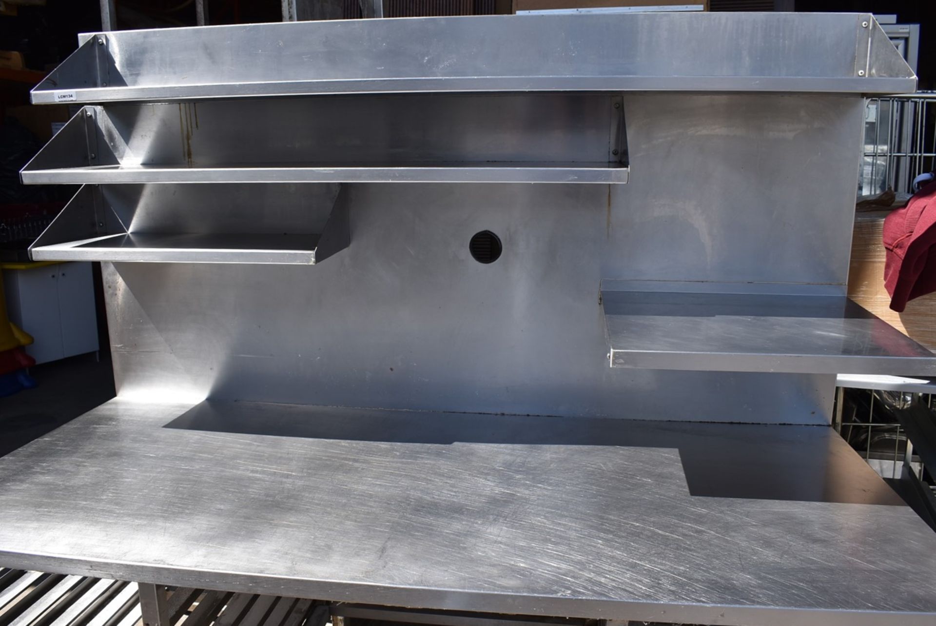 1 x Stainless Steel Prep Bench With Large Splashback Panel, Multiple Shelves and Tray Runners - Rece - Image 5 of 11