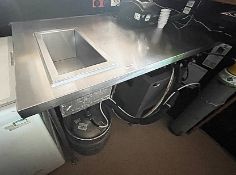1 x Stainless Steel Back Bar Prep Bench With Ice Well - Dimensions (approx): H90 x W140 x D72