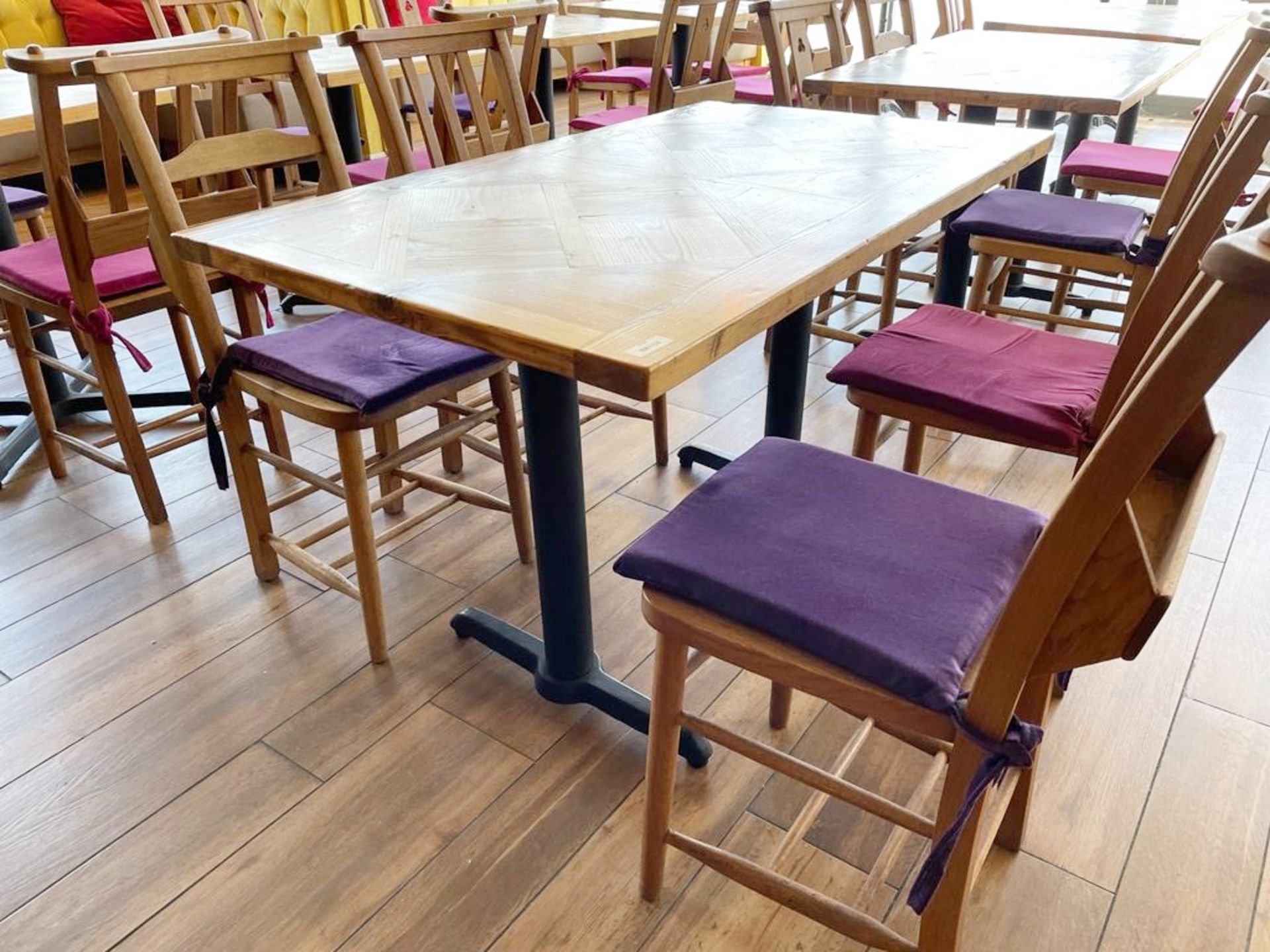 2 x Restaurant Dining Tables With Solid Wood Tops and Metal Bases - Suitable For Six Persons - - Image 8 of 8