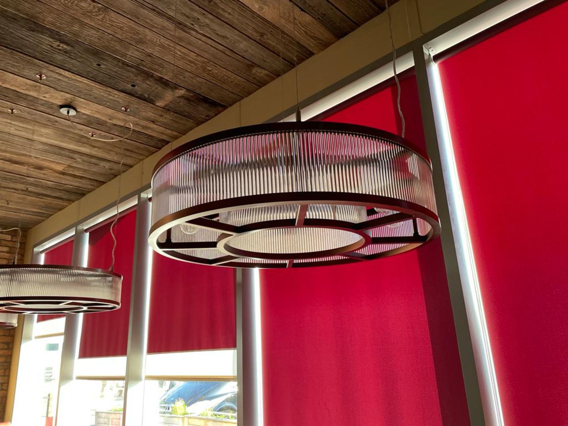 1 x Large Commercial Circular Art Deco-Style Suspended Light Fitting - Features A Copper Finish - Image 3 of 5