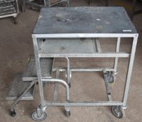 1 x Mobile Work Table With Fold Out Steps - Ideal For Shelf Stackers or Storage Room Steps -