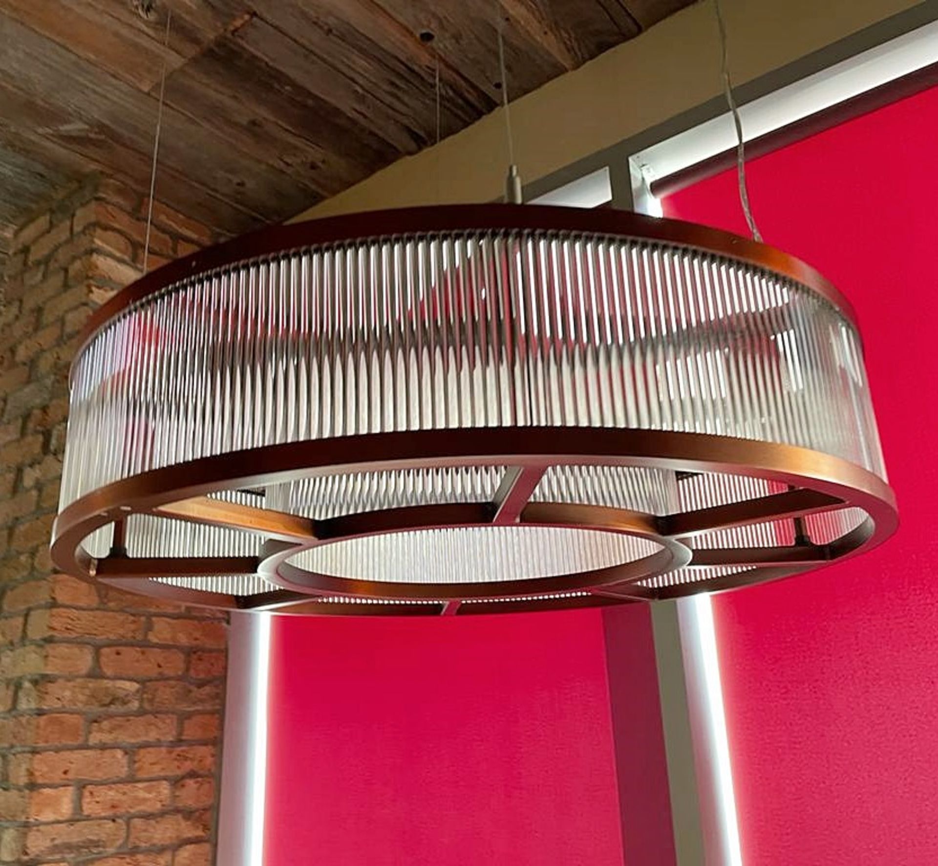 1 x Large Commercial Circular Art Deco-Style Suspended Light Fitting - Features A Copper Finish - Image 4 of 5