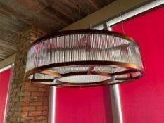 1 x Large Commercial Circular Art Deco-Style Suspended Light Fitting - Features A Copper Finish