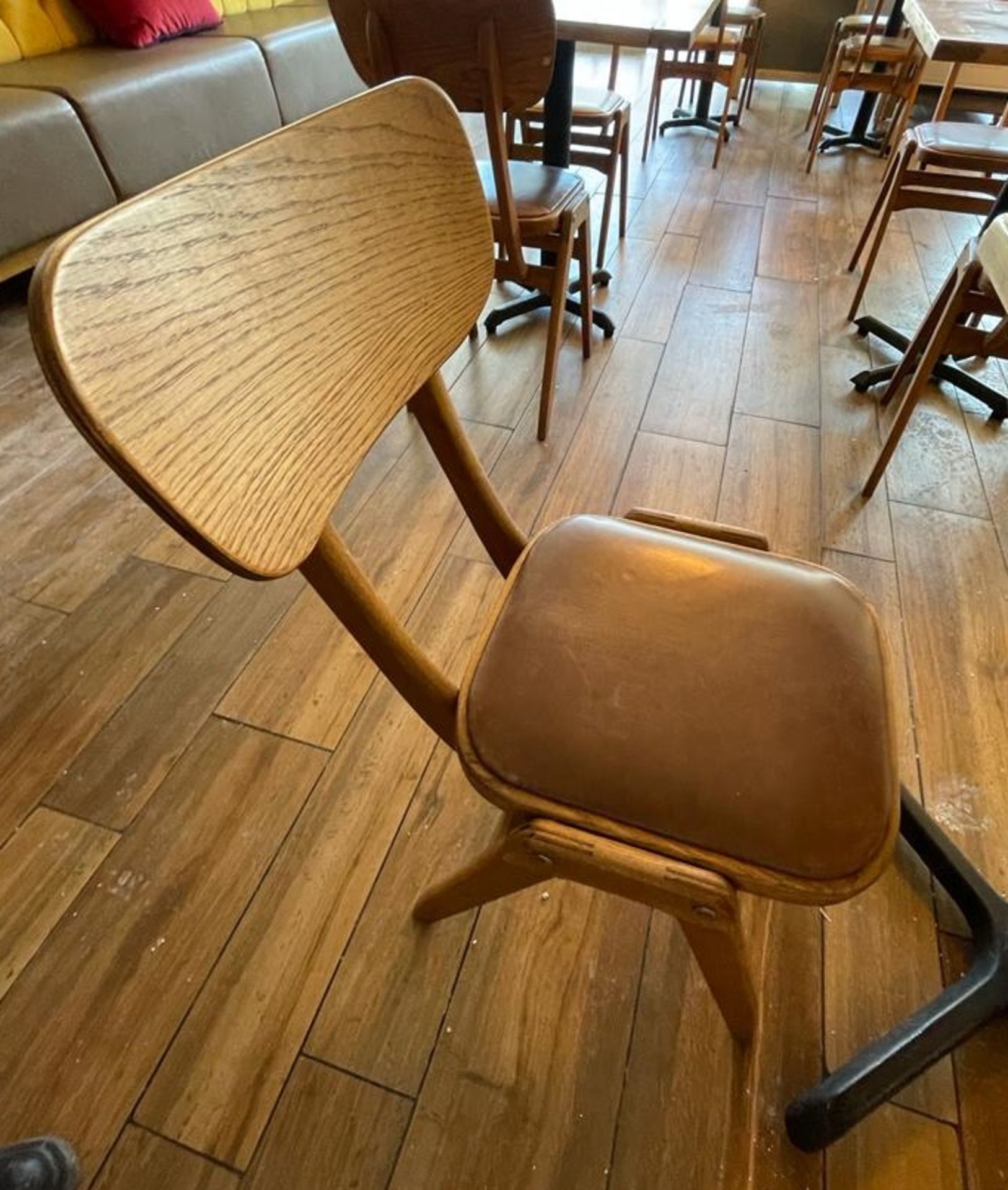 30 x Retro 1960's Style Stacking Dining Chairs - Solid Wood With Curved Backs and Leather Seat - Image 11 of 13