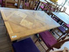 4 x Restaurant Dining Tables With Solid Wood Tops and Metal Bases - Suitable For Four Persons -