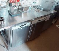 1 x Stainless Steel Prep Bench With Sink And Upstand - Approx. 2-Metres Wide