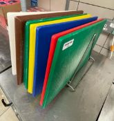 7 x Commercial Chopping Boards With Rack - Ref: FPSD189 - CL686 - Location: Altrincham WA14